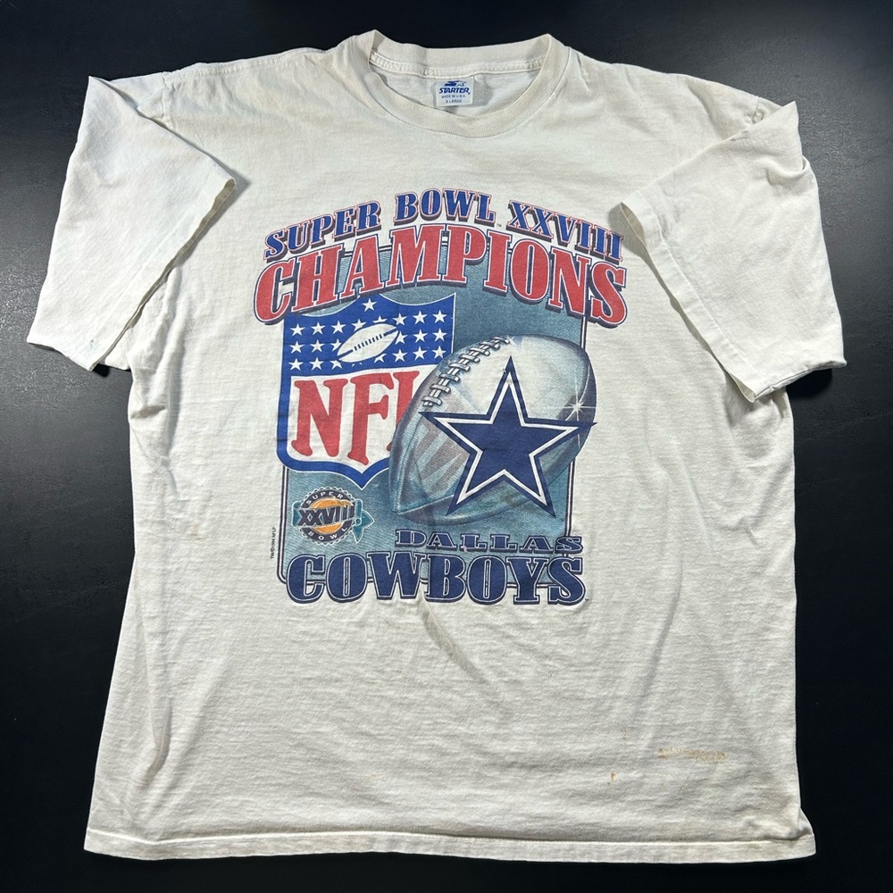 Vintage Thrashed 1994 NFL T Super Bowl XXVIII Champion Cowboys Starter Men's XL